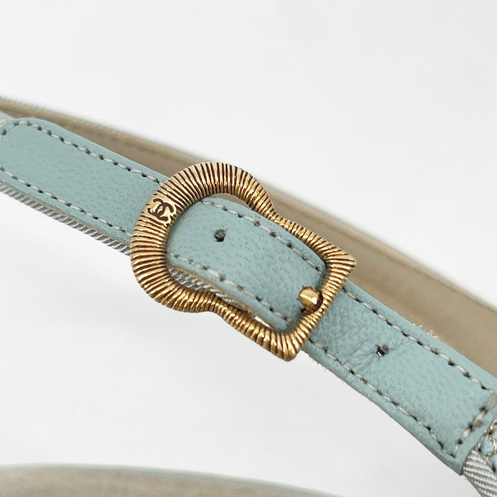 Chanel Cruise 2013 Metallic Gold Teal Satin Camellia Flower Slingback Heels 36C - Picture 9 of 13